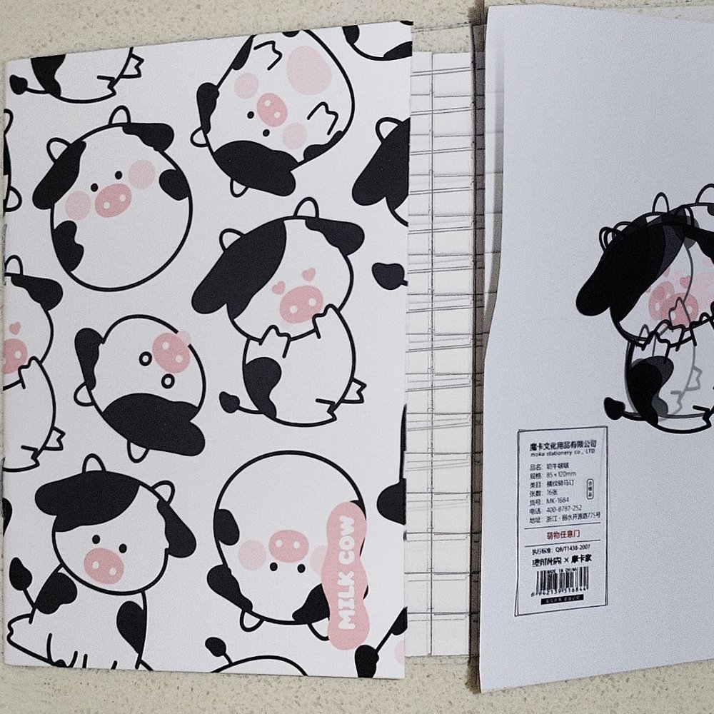 Kawaii Holstein-Friesian black and white baby Cow mini notebook notepad #1